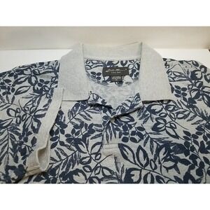 Eddie Bauer Mens Polo XL Green Floral Short Sleeve Cotton‎ Outdoors Shirt